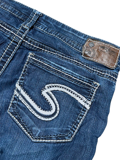 Vintage Embroidery Y2K Low Waist Bootcut / Flared Damenjeans (S)