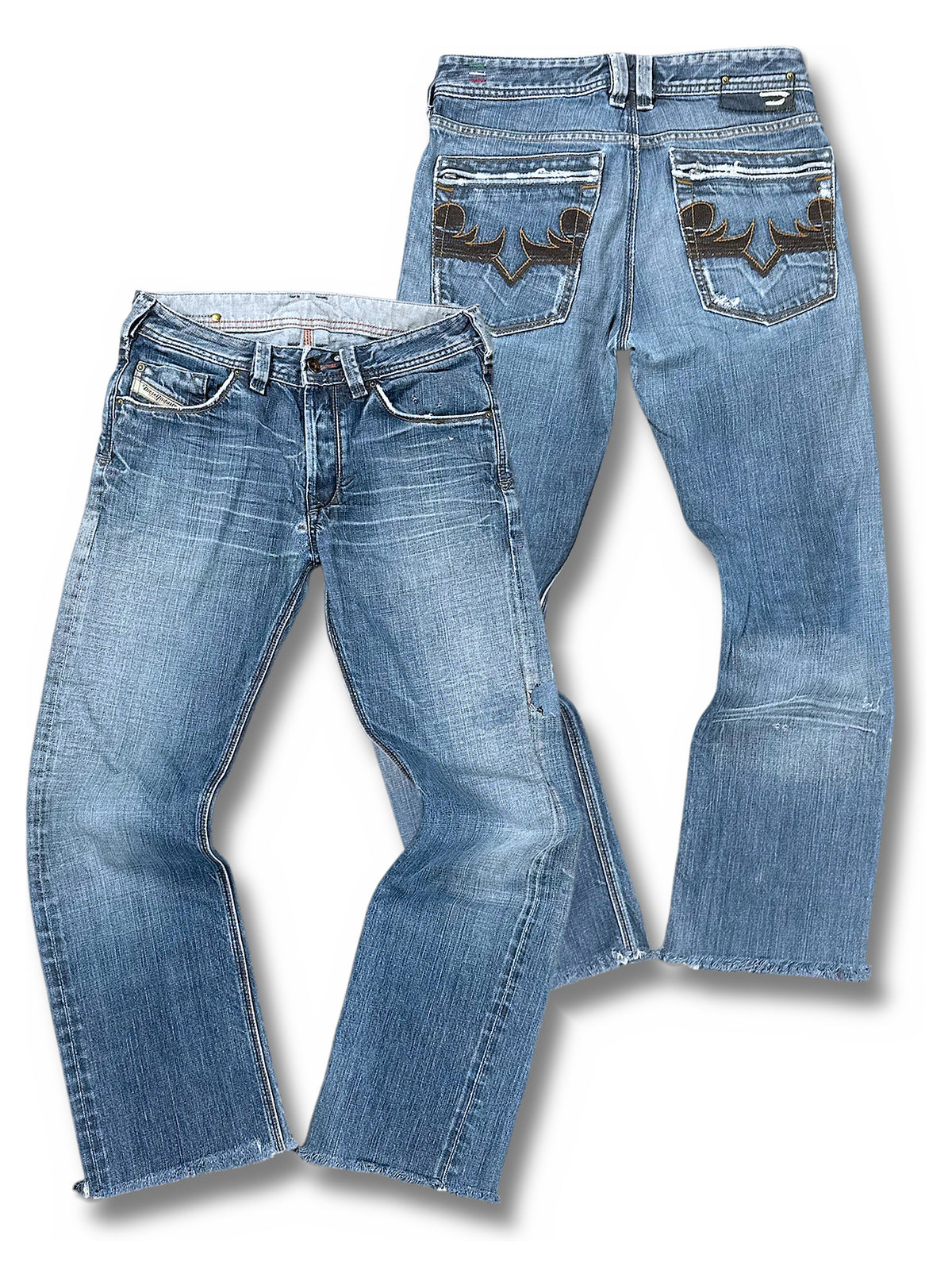 Vintage Diesel Y2K Straight Leg Jeans (S) – Vorder- und Rückansicht