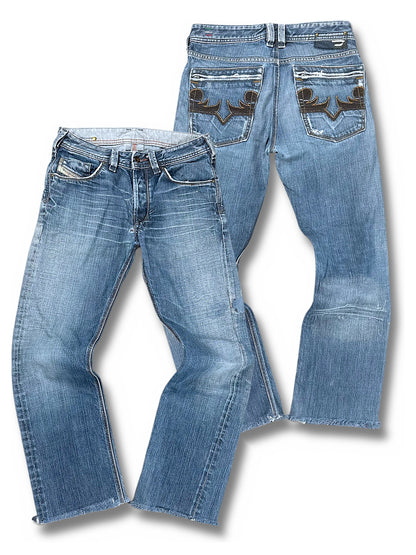 Vintage Diesel Y2K Straight Leg Jeans (S) – Vorder- und Rückansicht