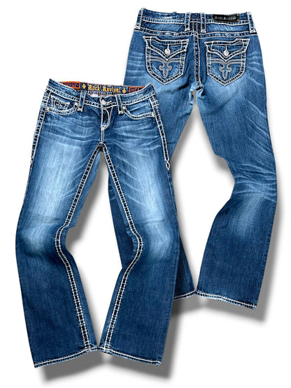 Vintage Rock Revival Y2K Low Waist Bootcut / Flared Damenjeans (M)