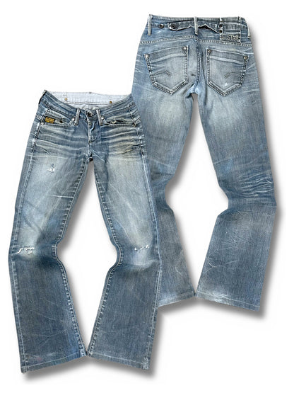 Vintage G-Star Bootcut/Flared Damenjeans (S) – Vorder- und Rückansicht