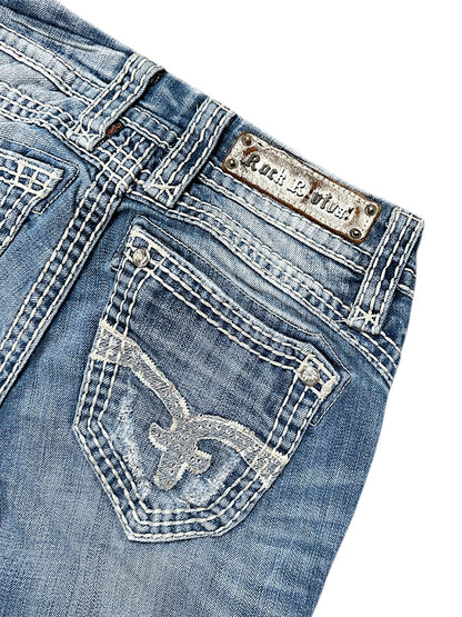 Vintage Rock Revival Y2K Low Waist Bootcut Damenjeans (S)