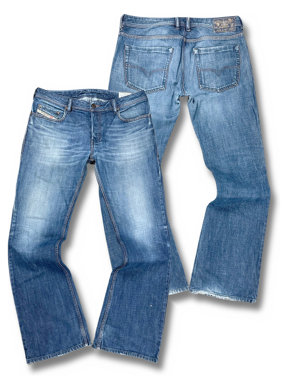 Vintage Diesel Flared Jeans (L) – Vorder- und Rückansicht