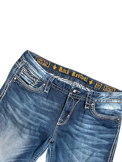 Vintage Rock Revival Y2K Low Waist Bootcut / Flared Damenjeans(M)