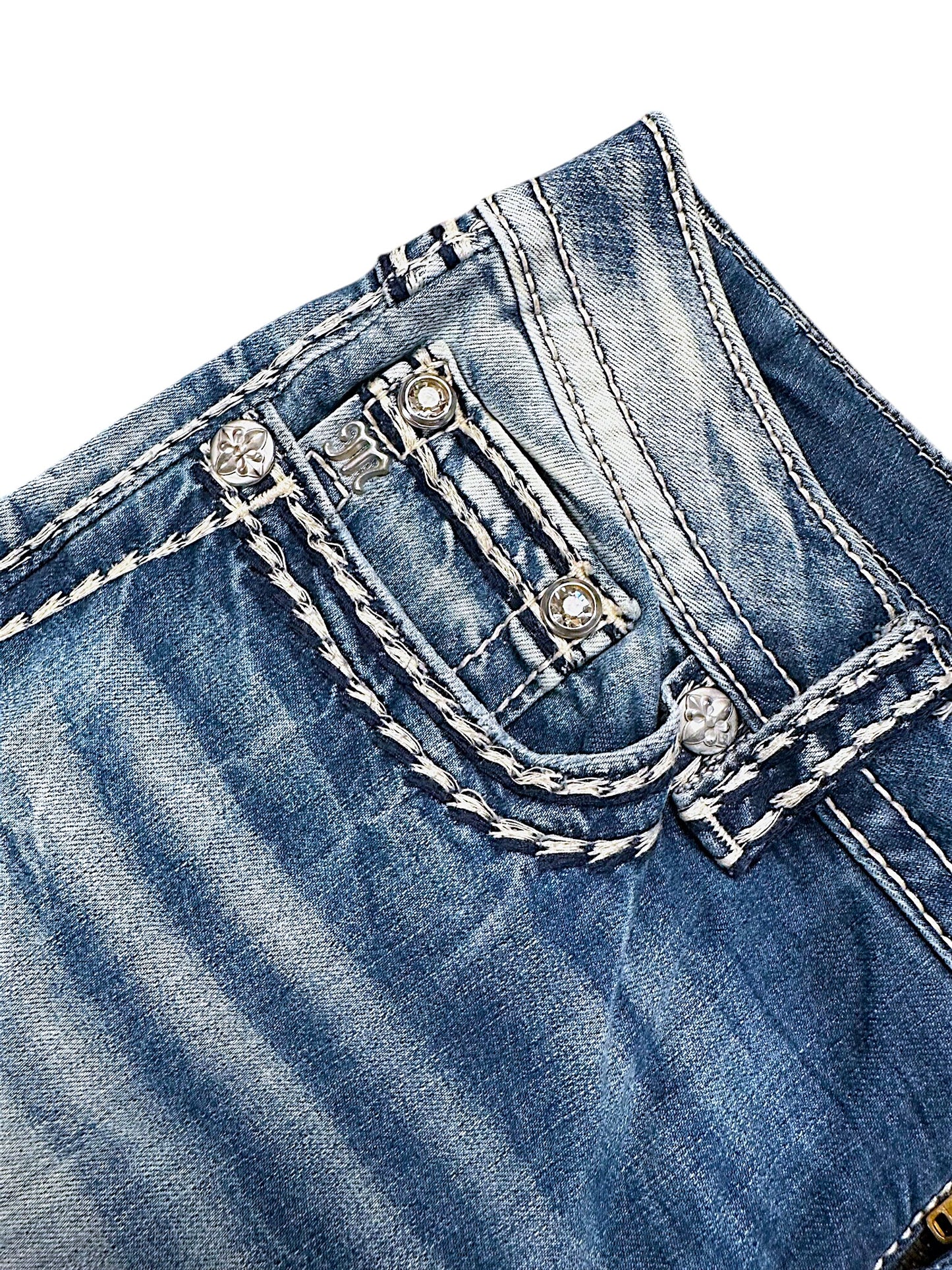 Vintage Miss Me Y2K Low Waist Bootcut Damenjeans (S)