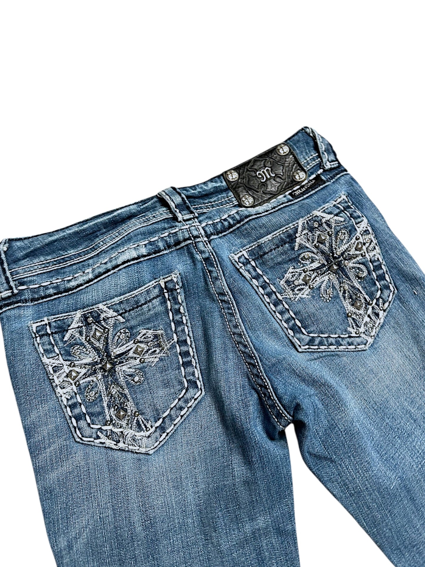 Vintage Miss Me Y2K Low Waist Bootcut Damenjeans (M)