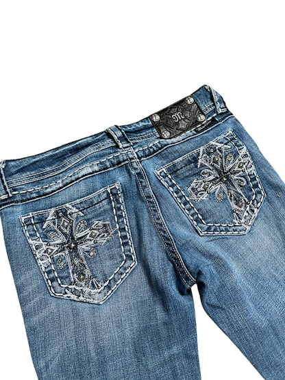 Vintage Miss Me Y2K Low Waist Bootcut Damenjeans (M)