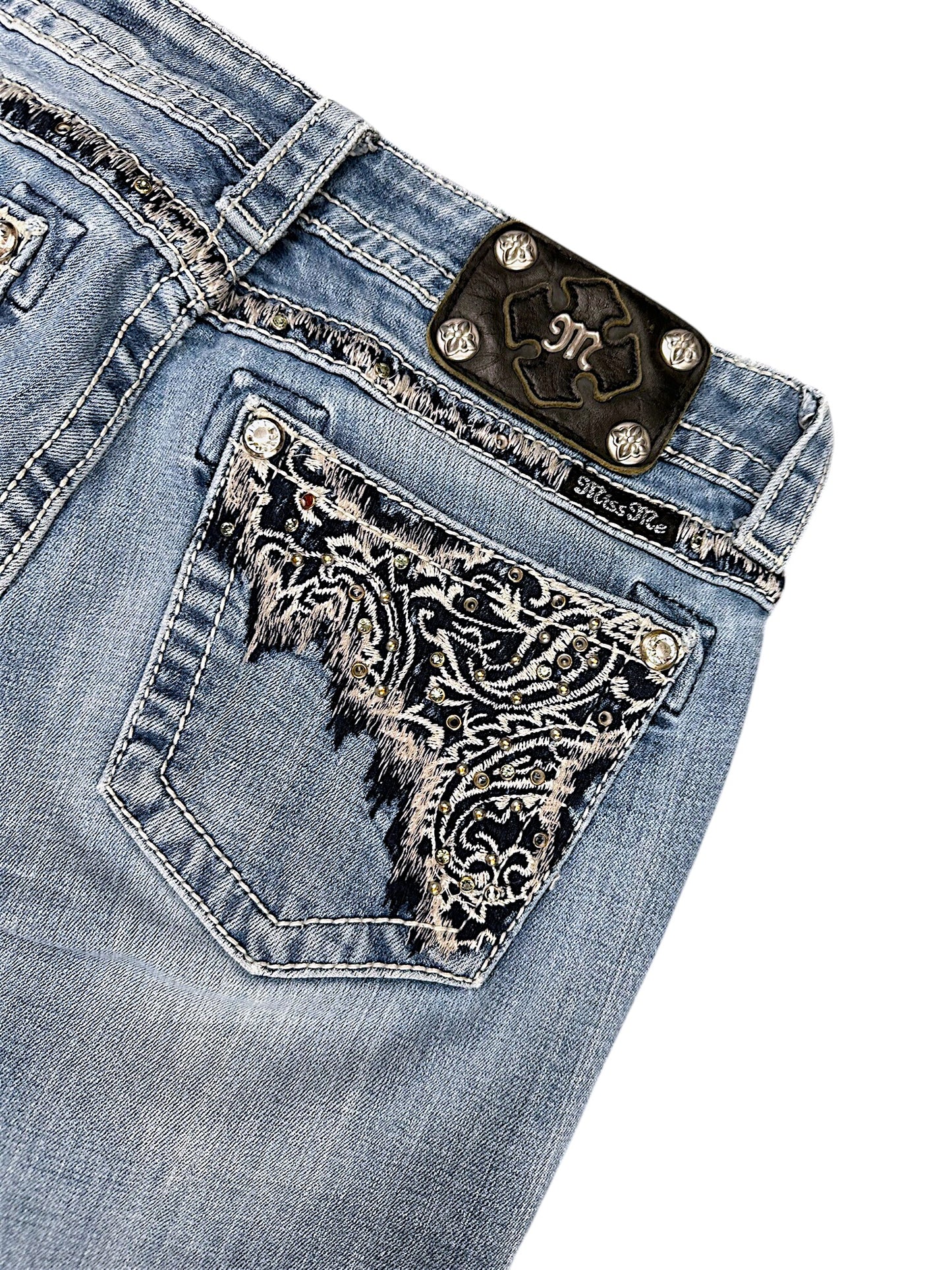 Vintage Miss Me Y2K Low Waist Bootcut Damenjeans (M)