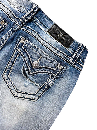 Vintage Miss Me Y2K Low Waist Bootcut Damenjeans (S)