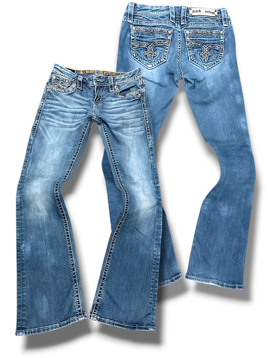 Vintage Rock Revival Y2K Low Waist Bootcut Damenjeans (S)