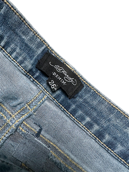 Vintage Ed Hardy Y2K Low Waist Flared Damenjeans (M)