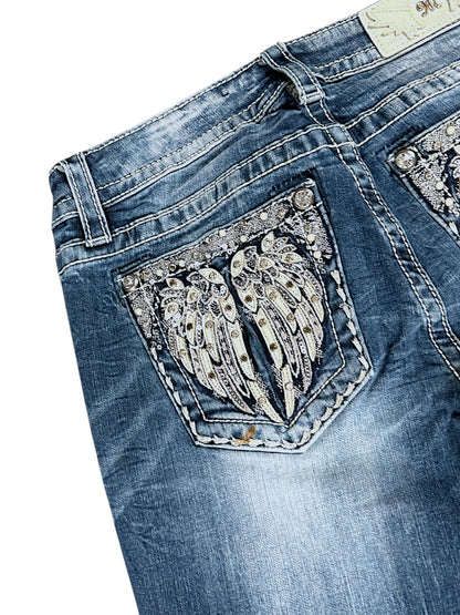 Vintage Miss Me Y2K Low Waist Bootcut Damenjeans (S)