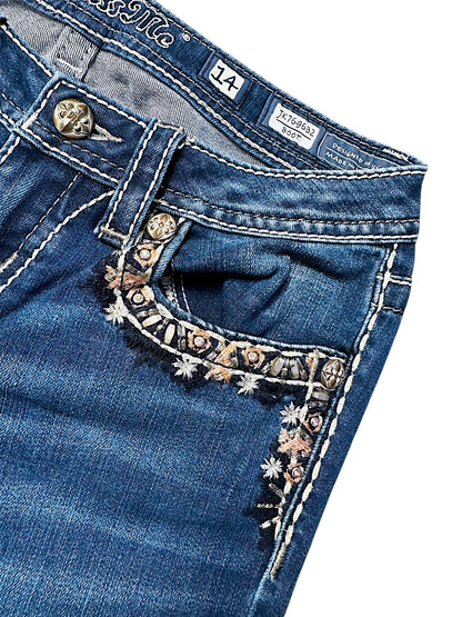 Vintage Miss Me Y2K Low Waist Bootcut Damenjeans (S)