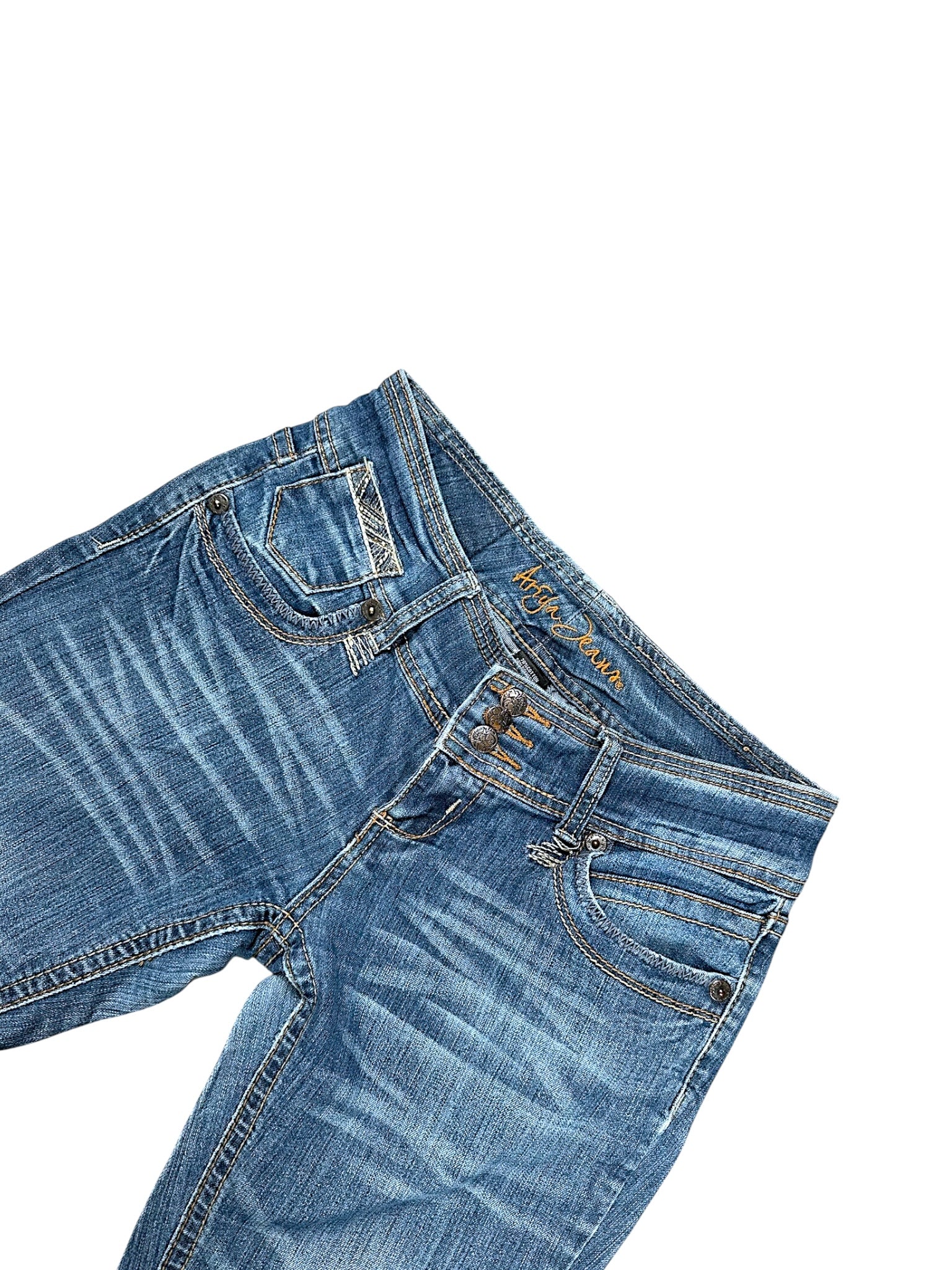 Vintage Embroidery Y2K Low Waist Bootcut / Flared Damenjeans (S)