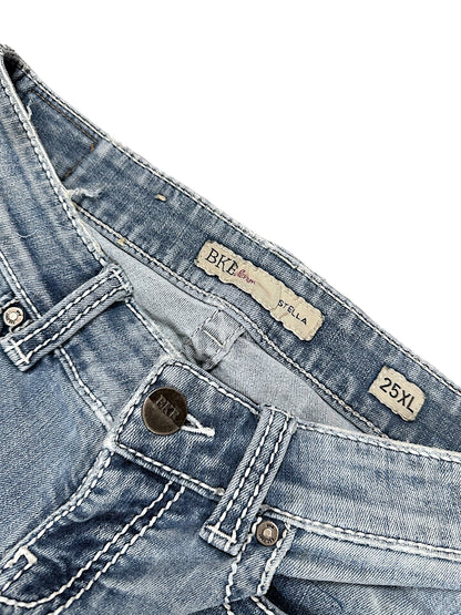 Vintage Embroidery Y2K Low Waist Bootcut / Flared Damenjeans (L)