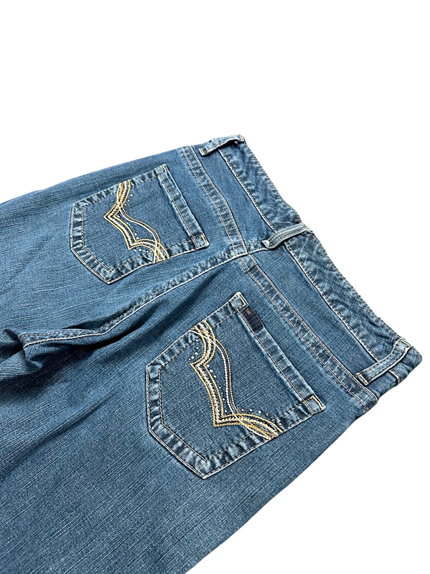 Vintage Embroidery Y2K Straight Leg Damenjeans (S)