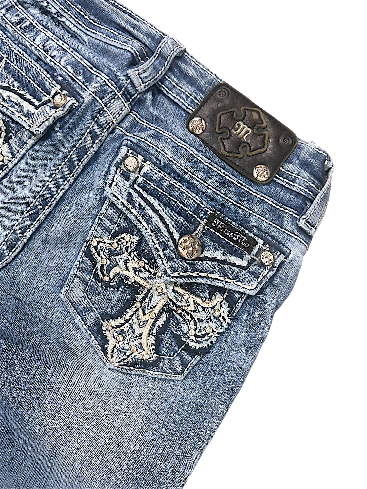 Vintage Miss Me Y2K Low Waist Bootcut Damenjeans (XS)