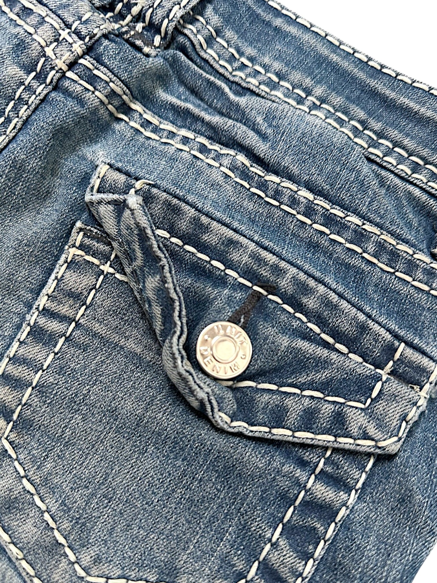 Vintage Embroidery Y2K Low Waist Bootcut Damenjeans (XS)
