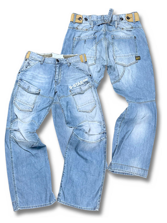 Vintage G-Star Y2K Baggy/Flared Jeans (M) – Vorder- und Rückansicht