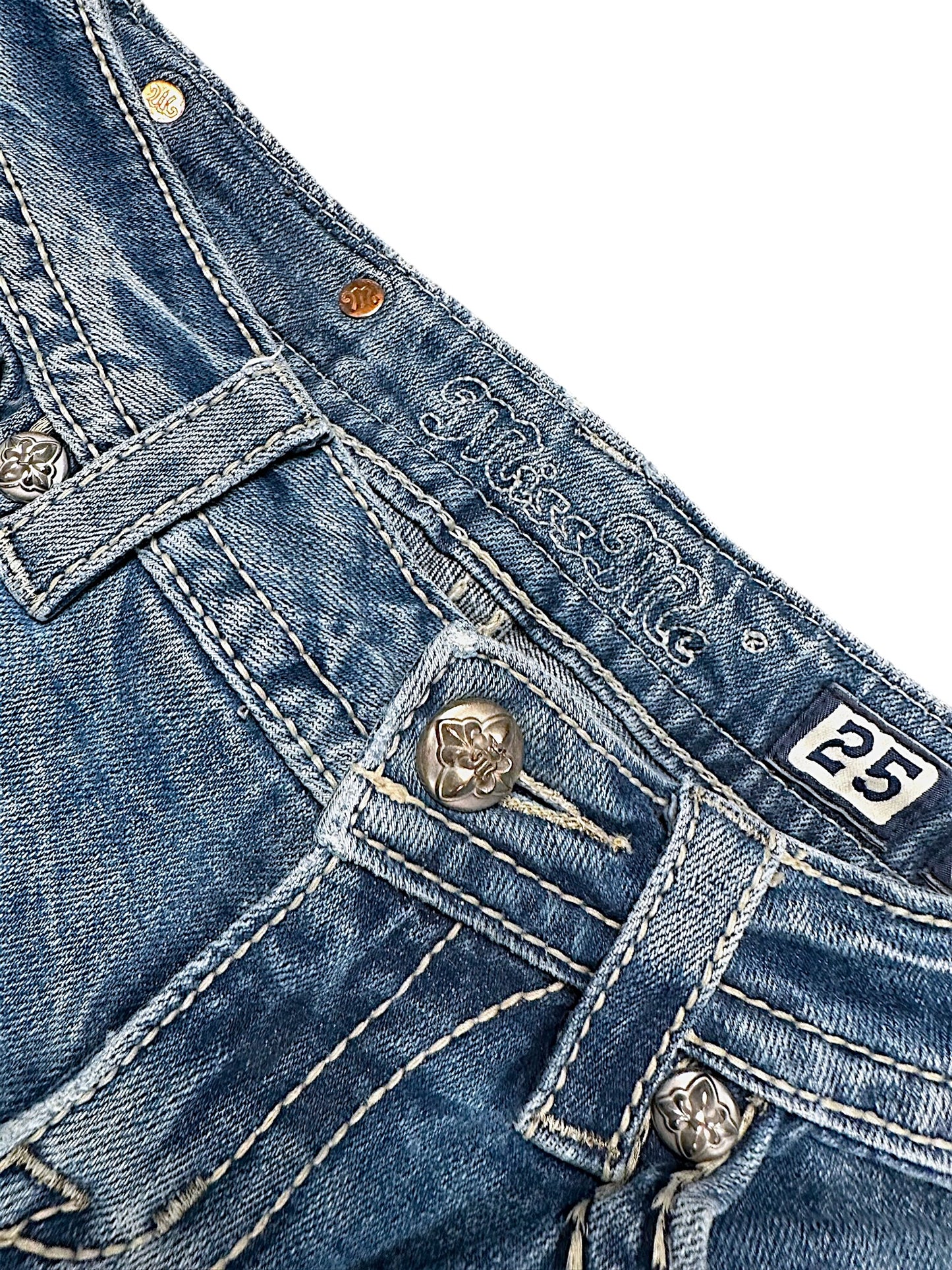 Vintage Miss Me Y2K Low Waist Bootcut Damenjeans (S)