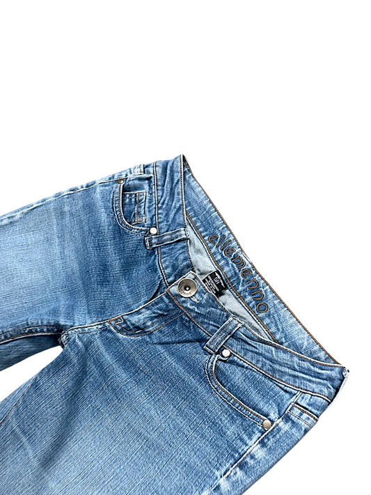 Vintage Embroidery Y2K Low Waist Bootcut / Flared Damenjeans (S)