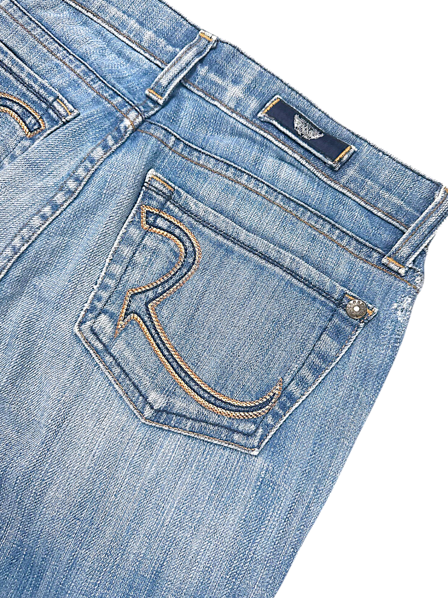 Vintage Embroidery Y2K Low Waist Bootcut / Flared Damenjeans (S)