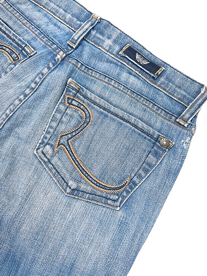 Vintage Embroidery Y2K Low Waist Bootcut / Flared Damenjeans (S)