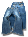 Vintage Embroidery Y2K Low Waist Bootcut / Flared Damenjeans (M)