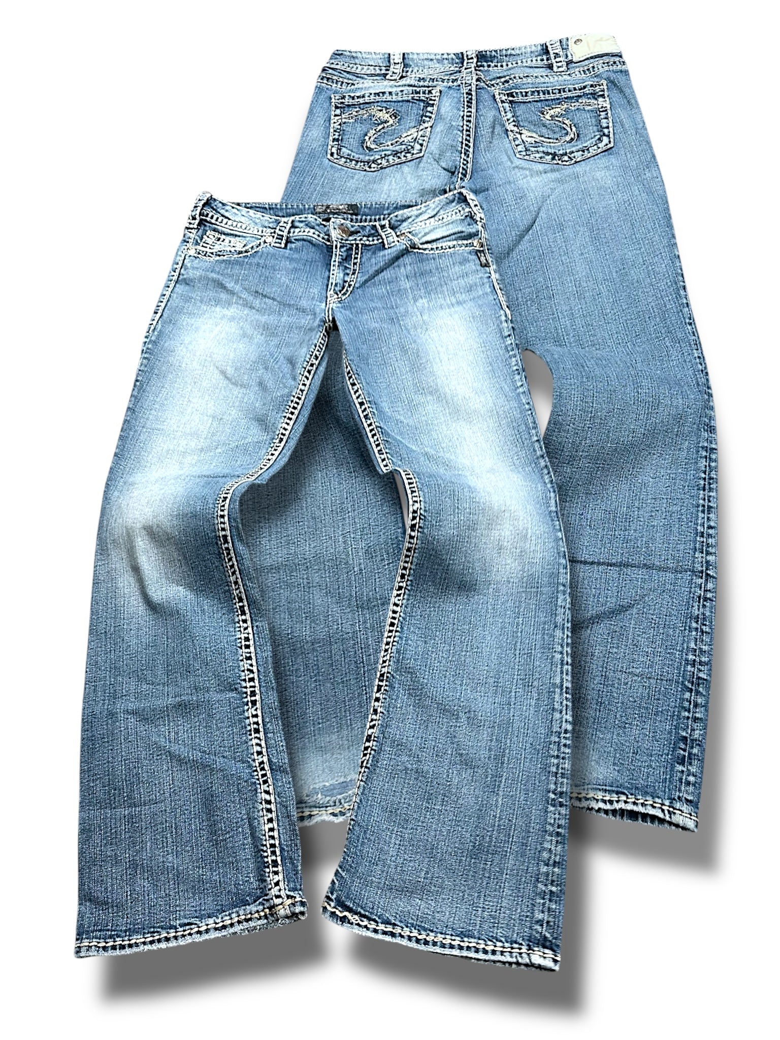 Vintage Silver Y2K Low Waist Bootcut / Flared Damenjeans (L)