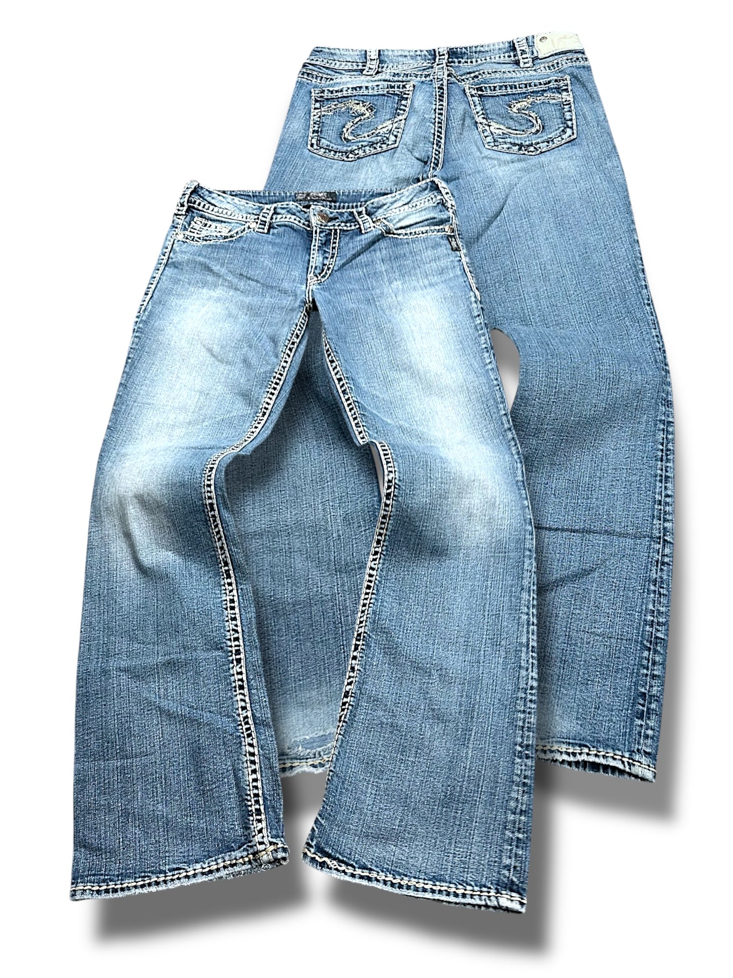 Vintage Silver Y2K Low Waist Bootcut / Flared Damenjeans (L)