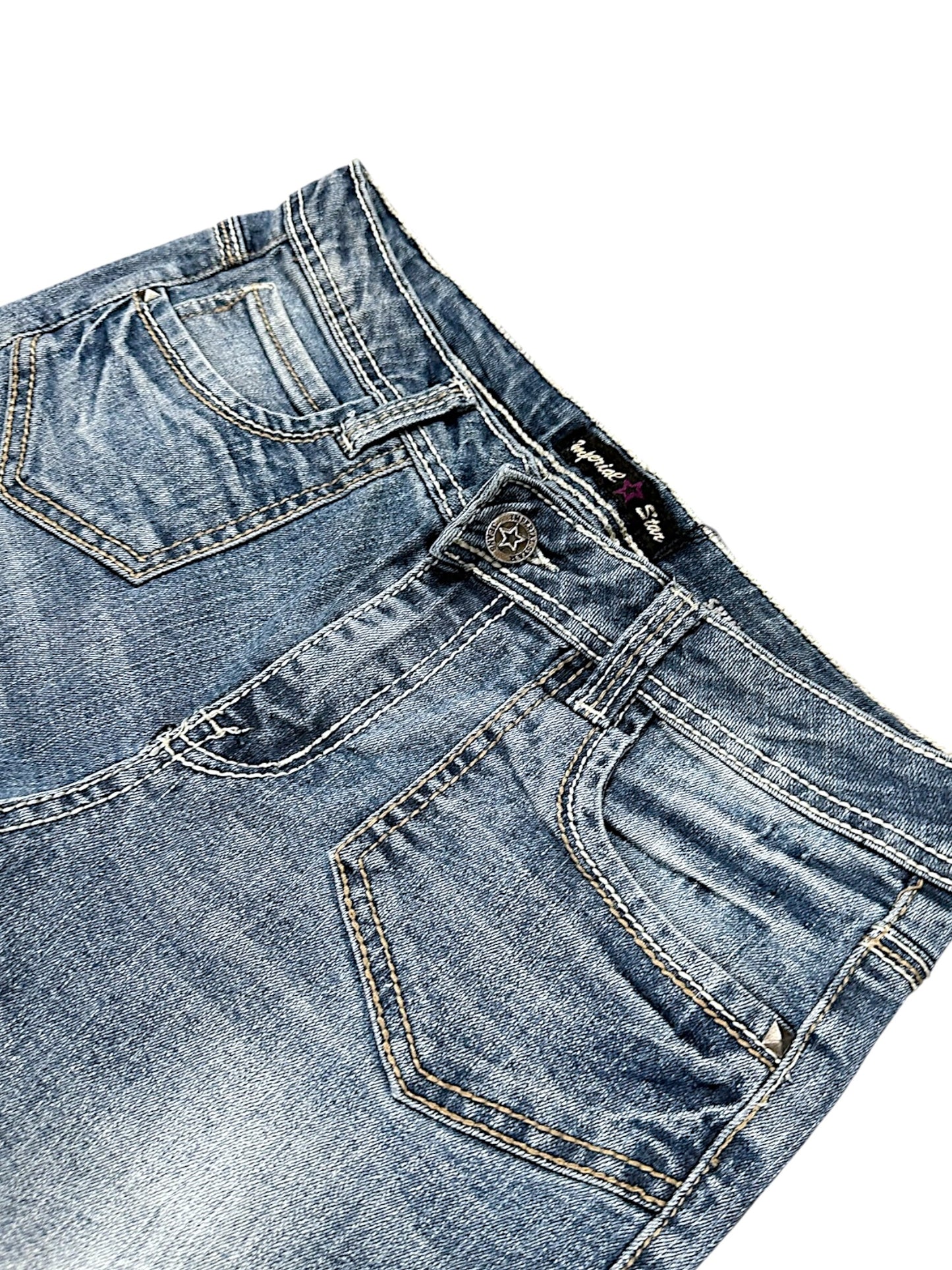 Vintage Embroidery Y2K Low Waist Bootcut Damenjeans (S)