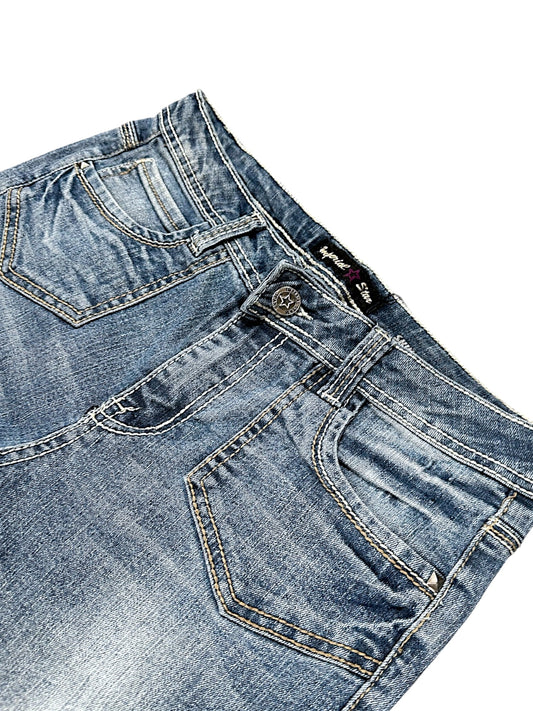 Vintage Embroidery Y2K Low Waist Bootcut Damenjeans (S)