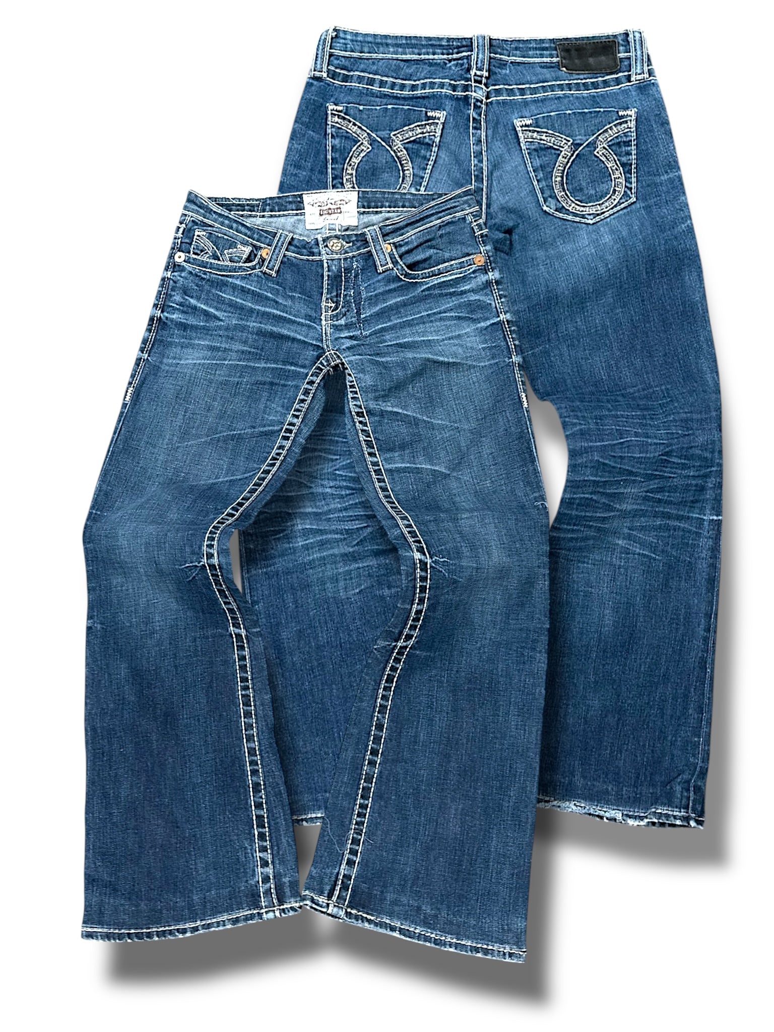 Vintage Embroidery Y2K Flared Jeans (S)