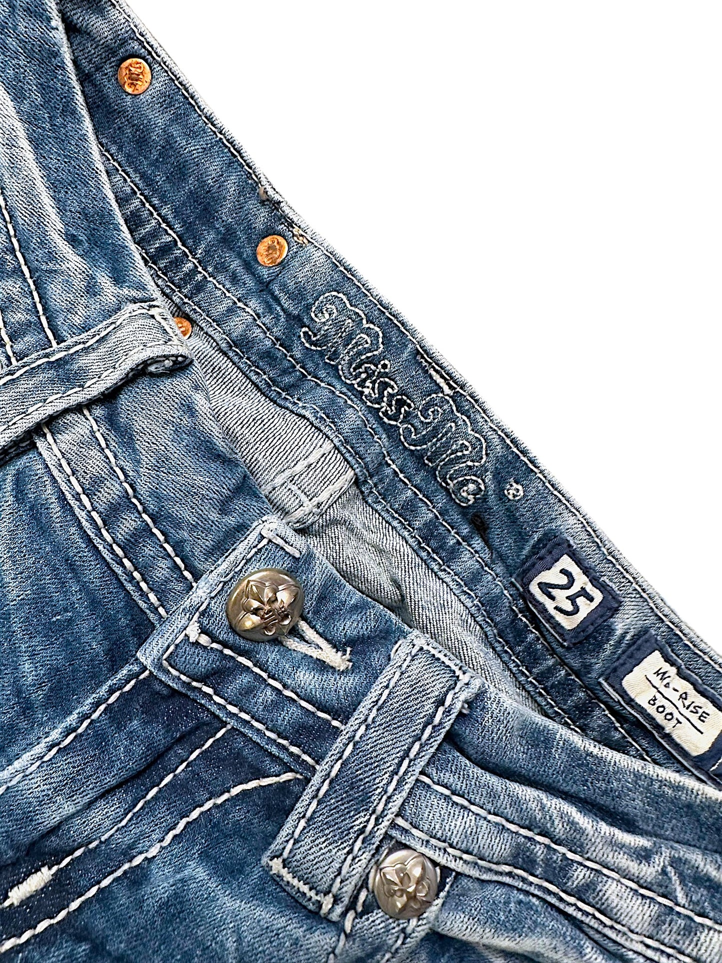 Vintage Miss Me Y2K Low Waist Bootcut Damenjeans (S)