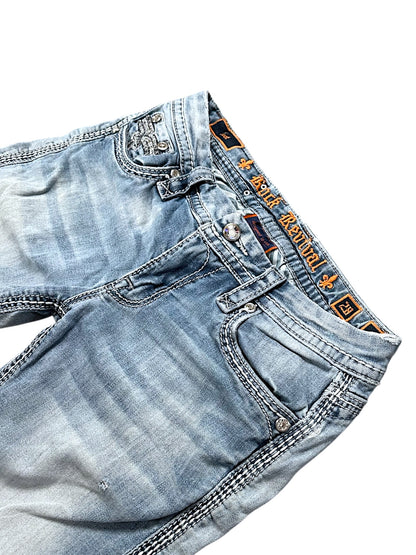 Vintage Rock Revival Y2K Low Waist Bootcut / Flared Damenjeans (S)