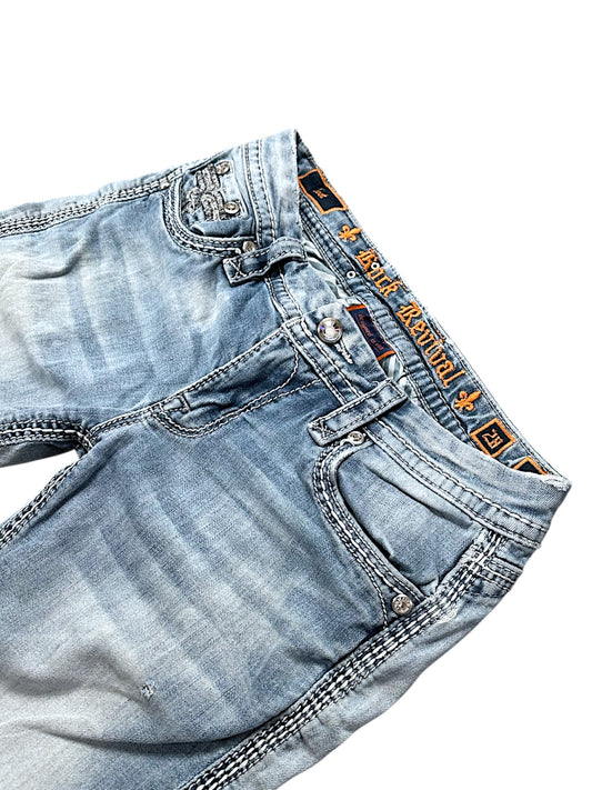 Vintage Rock Revival Y2K Low Waist Bootcut / Flared Damenjeans (S)