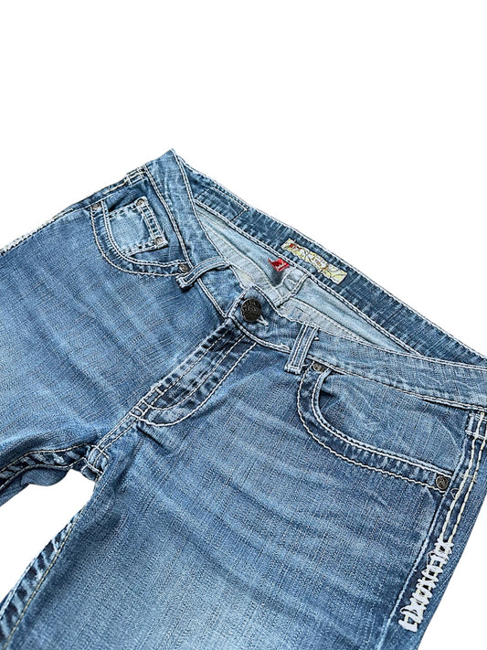 Vintage Embroidery Y2K Low Waist Flared Damenjeans (L)