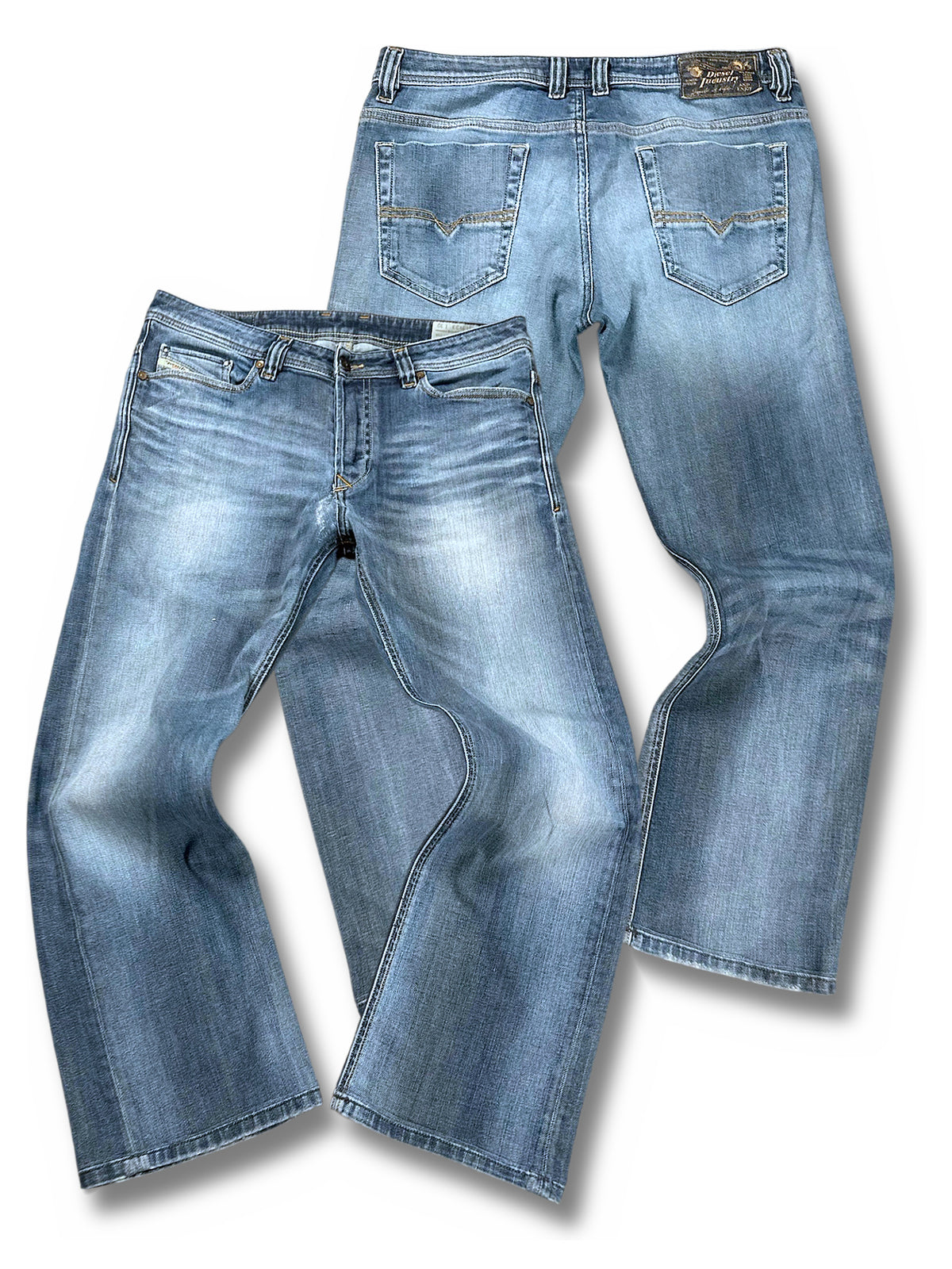 Vintage Diesel Y2K Straight Leg Jeans „Viker“ (S) – Vorder- und Rückansicht