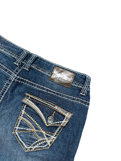 Vintage Embroidery Y2K Low Waist Bootcut / Flared Damenjeans (M)