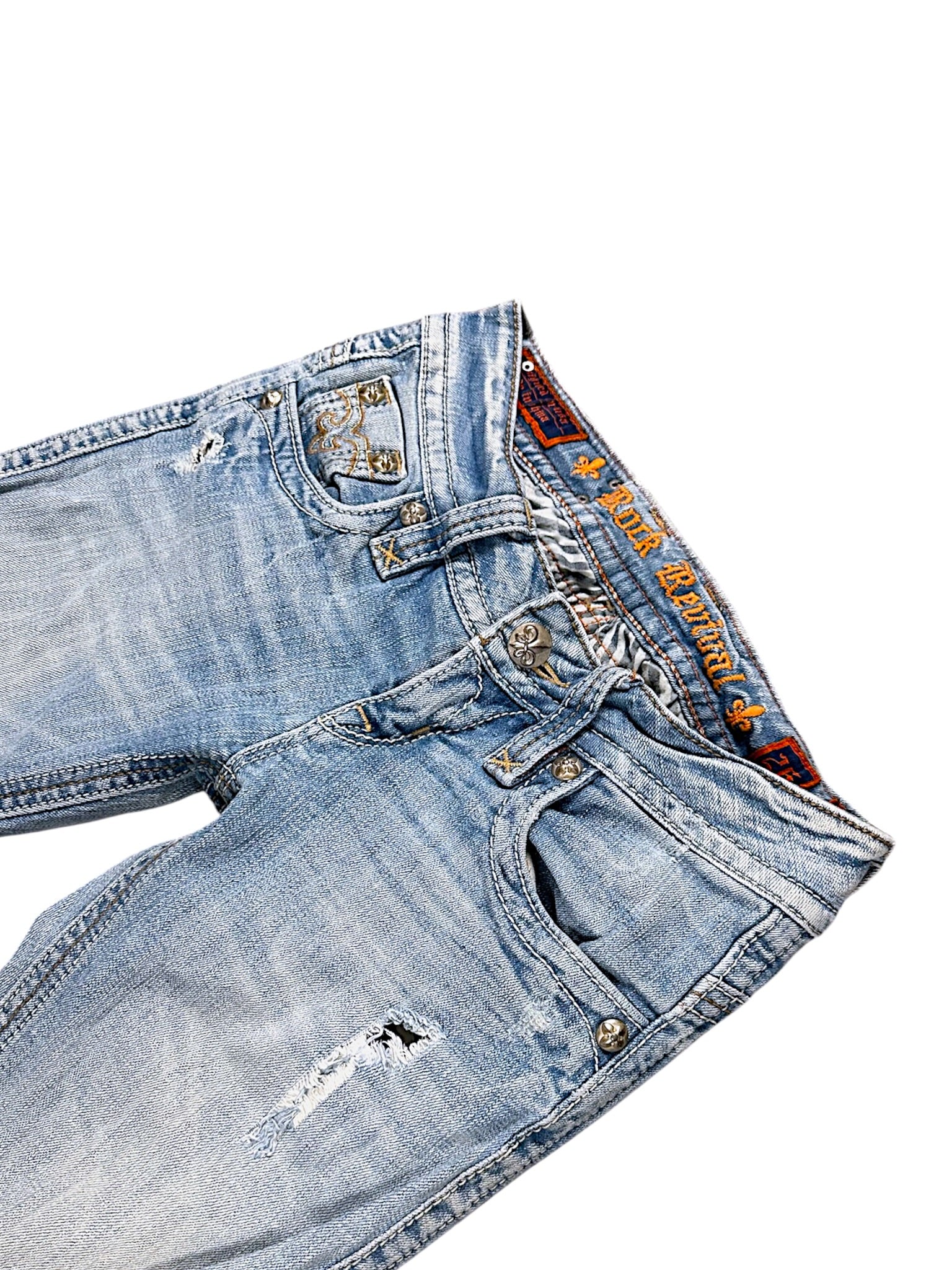 Vintage Rock Revival Y2K Low Waist Bootcut Damenjeans (S)