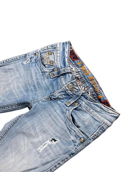 Vintage Rock Revival Y2K Low Waist Bootcut Damenjeans (S)