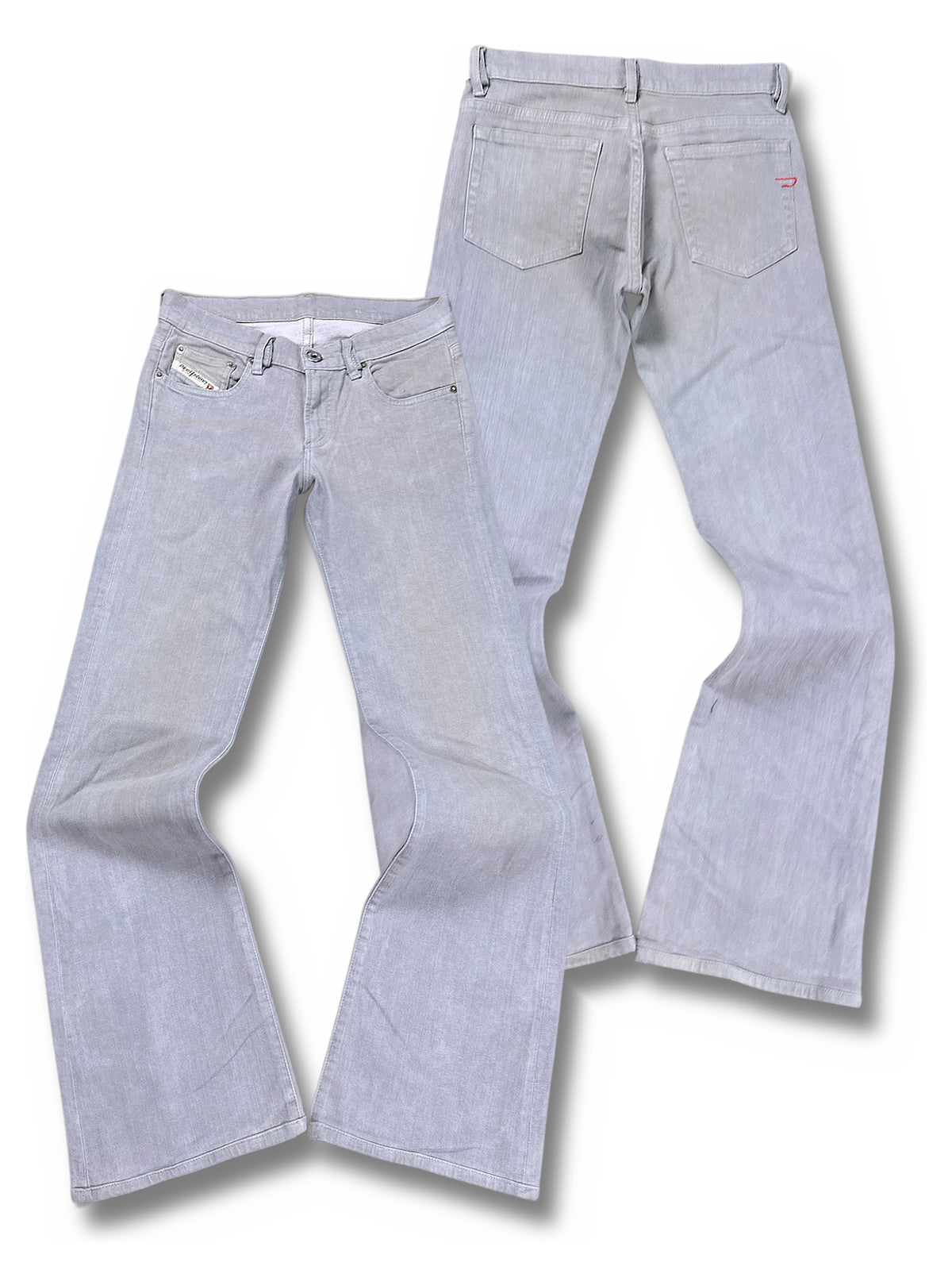 Vintage Diesel Low Waist Flared Damenjeans (M) – Vorder- und Rückansicht