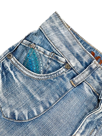 Vintage Embroidery Y2K Low Waist Bootcut / Flared Damenjeans (XS)