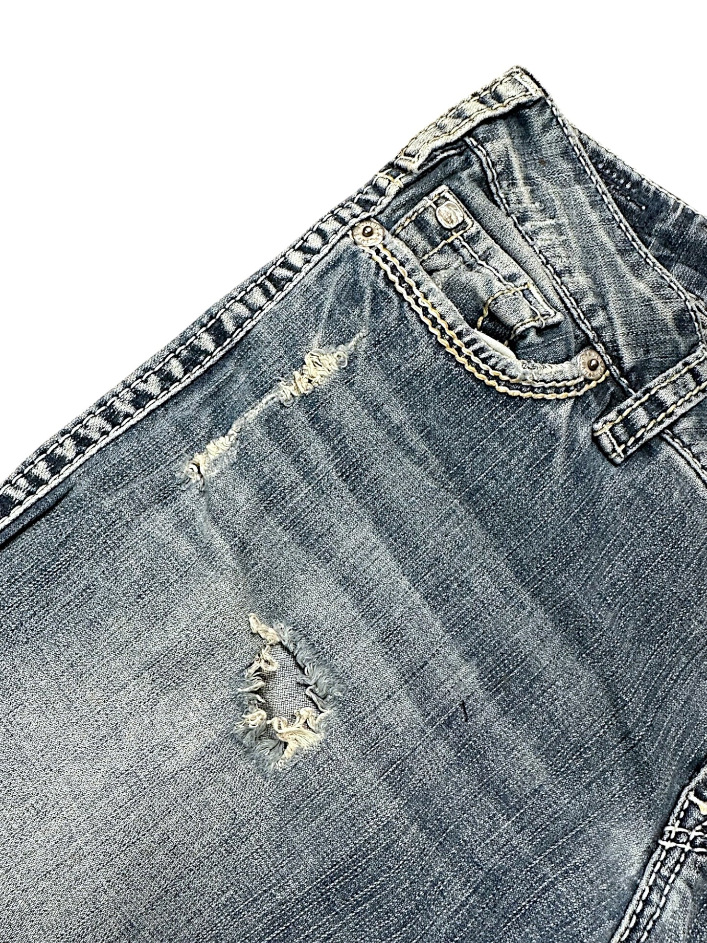 Vintage Silver Y2K Low Waist Flared Damenjeans (M)