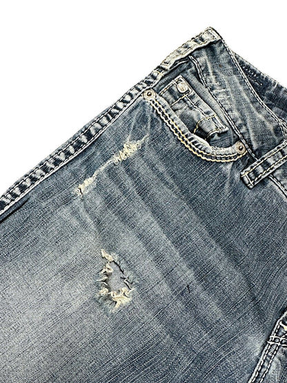 Vintage Silver Y2K Low Waist Flared Damenjeans (M)