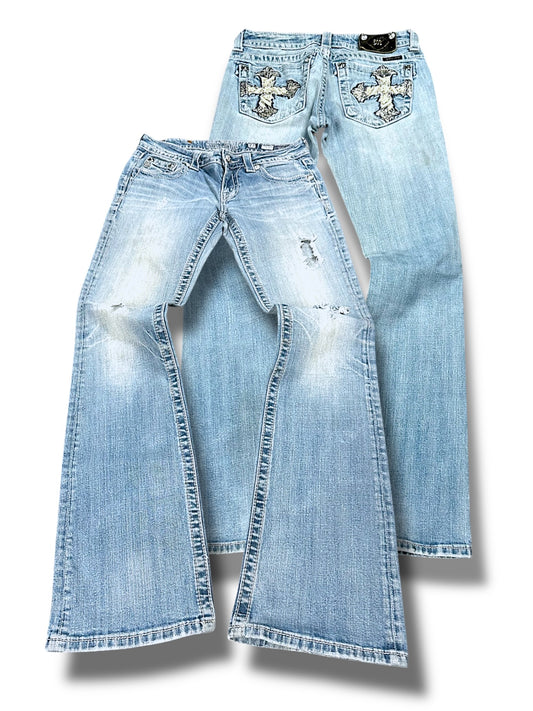 Vintage Miss Me Y2K Low Waist Bootcut / Flared Damenjeans (M)