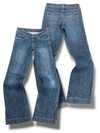Vintage Embroidery Y2K Low Waist Flared Damenjeans (L)