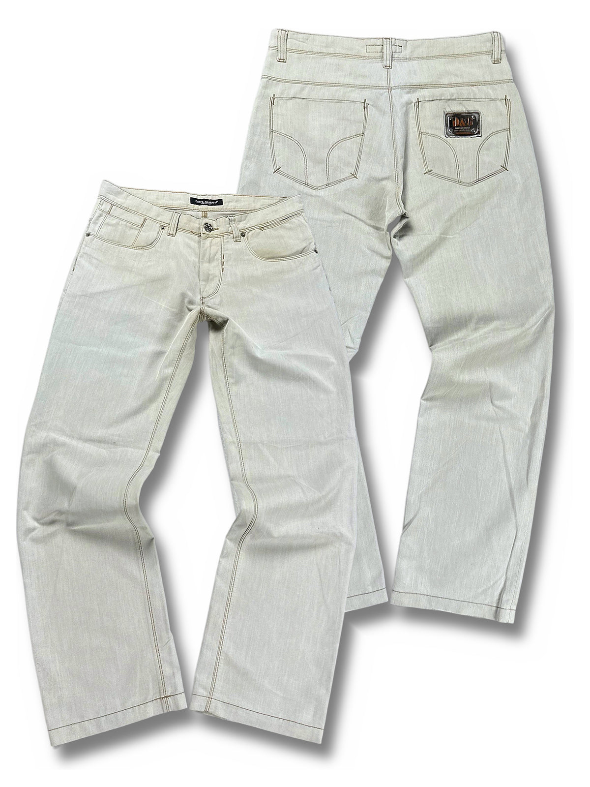 Vintage Dolce & Gabbana Baggy 5-Pocket Hose (M) – Vorder- und Rückansicht