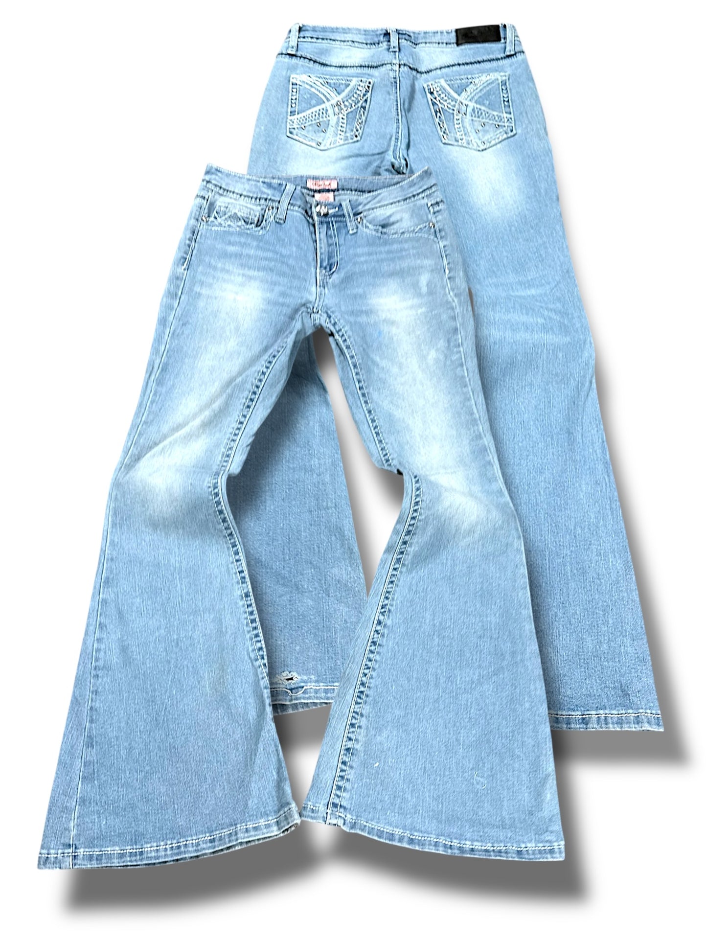 Vintage Embroidery Y2K Low Waist Flared Damenjeans (M)