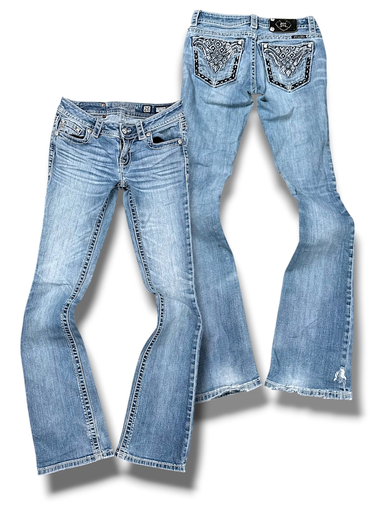 Vintage Miss Me Y2K Low Waist Bootcut Damenjeans (S)